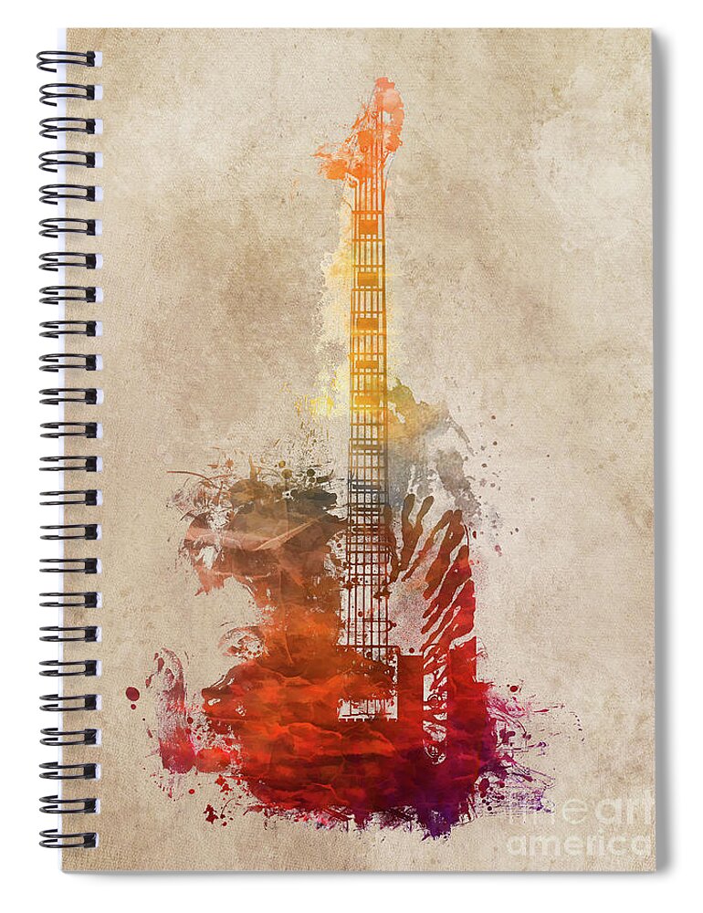 Guitar Spiral Notebook featuring the digital art Guitar music instrument #1 by Justyna Jaszke JBJart