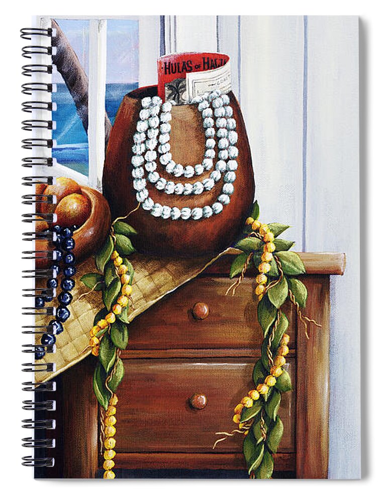 Acrylic Spiral Notebook featuring the painting Hawaiian Still Life Panel #1 by Sandra Blazel - Printscapes