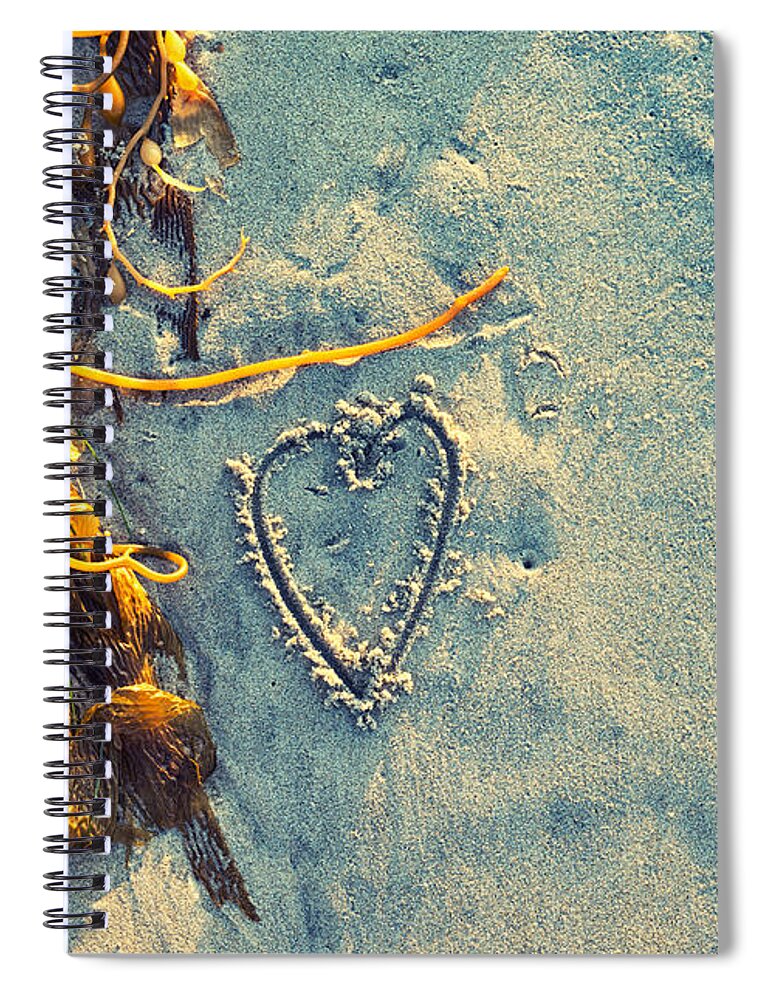 Heart Spiral Notebook featuring the photograph Heart In The Sand by Joseph S Giacalone