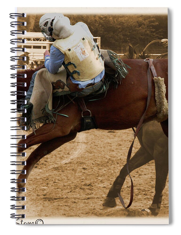 Sepia Spiral Notebook featuring the photograph Helluva Rodeo-The Ride 6 by September Stone