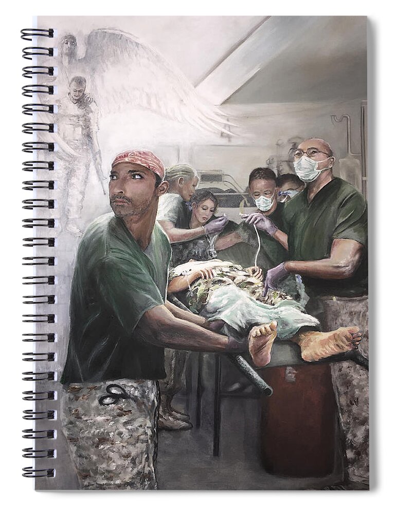 Military Art Spiral Notebook featuring the painting Hero Ascending #1 by Todd Krasovetz