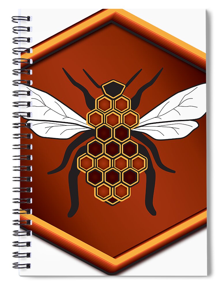Cartoon Spiral Notebook featuring the digital art Honeycomb Bee by Pelo Blanco Photo