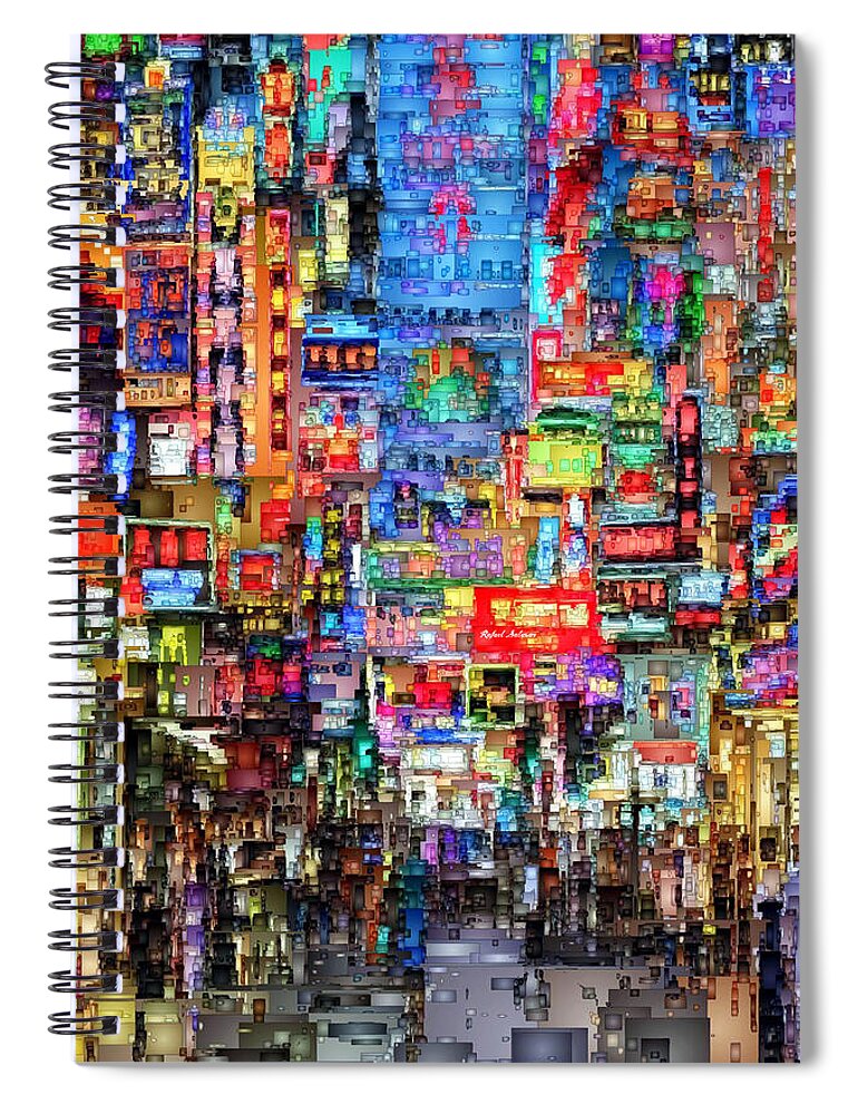 Rafael Salazar Spiral Notebook featuring the digital art Hong Kong City Nightlife #2 by Rafael Salazar