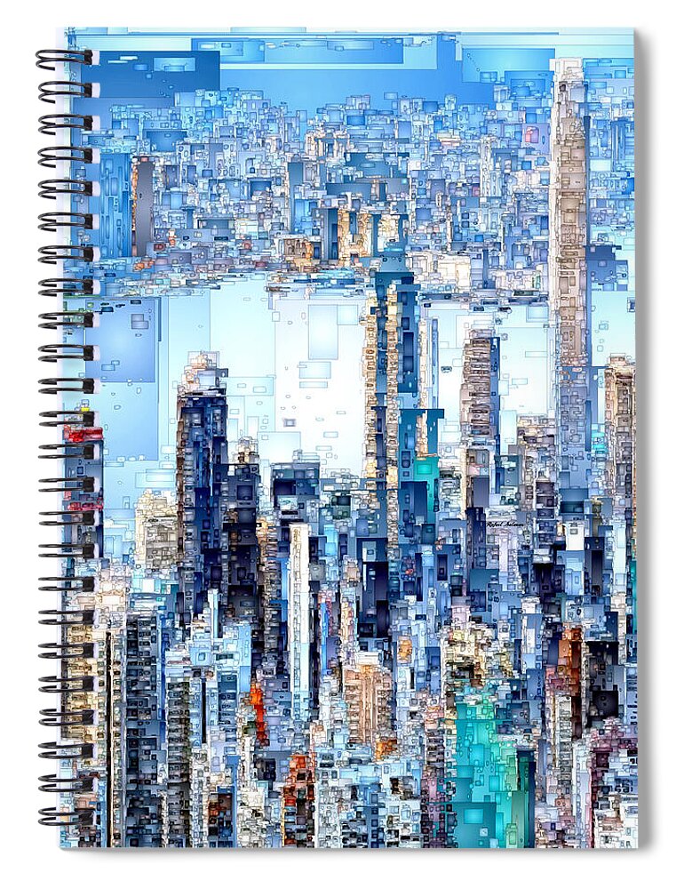 Rafael Salazar Spiral Notebook featuring the digital art Hong Kong Skyline by Rafael Salazar