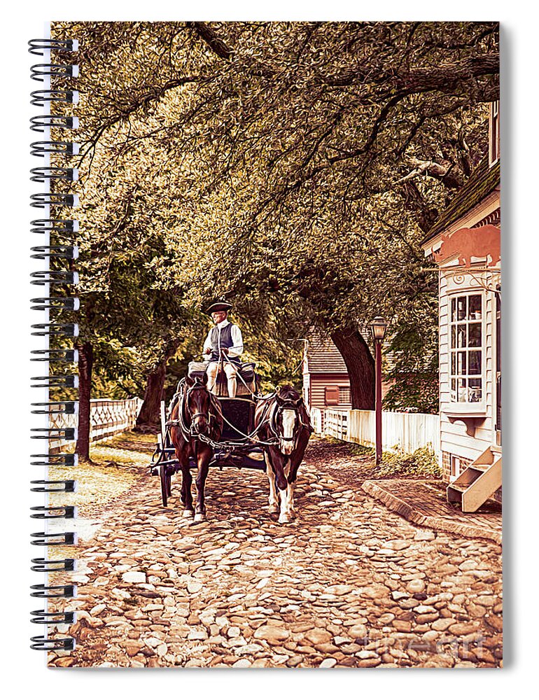 Reconstruction Spiral Notebook featuring the photograph Horse Drawn Wagon #1 by Ed Taylor