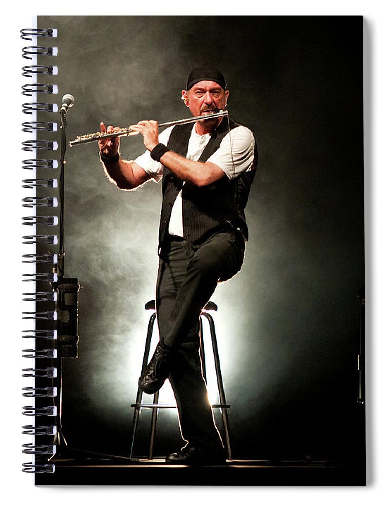 Juthro Tull Spiral Notebook featuring the photograph Ian Anderson of Juthro Tull live concert by Michalakis Ppalis