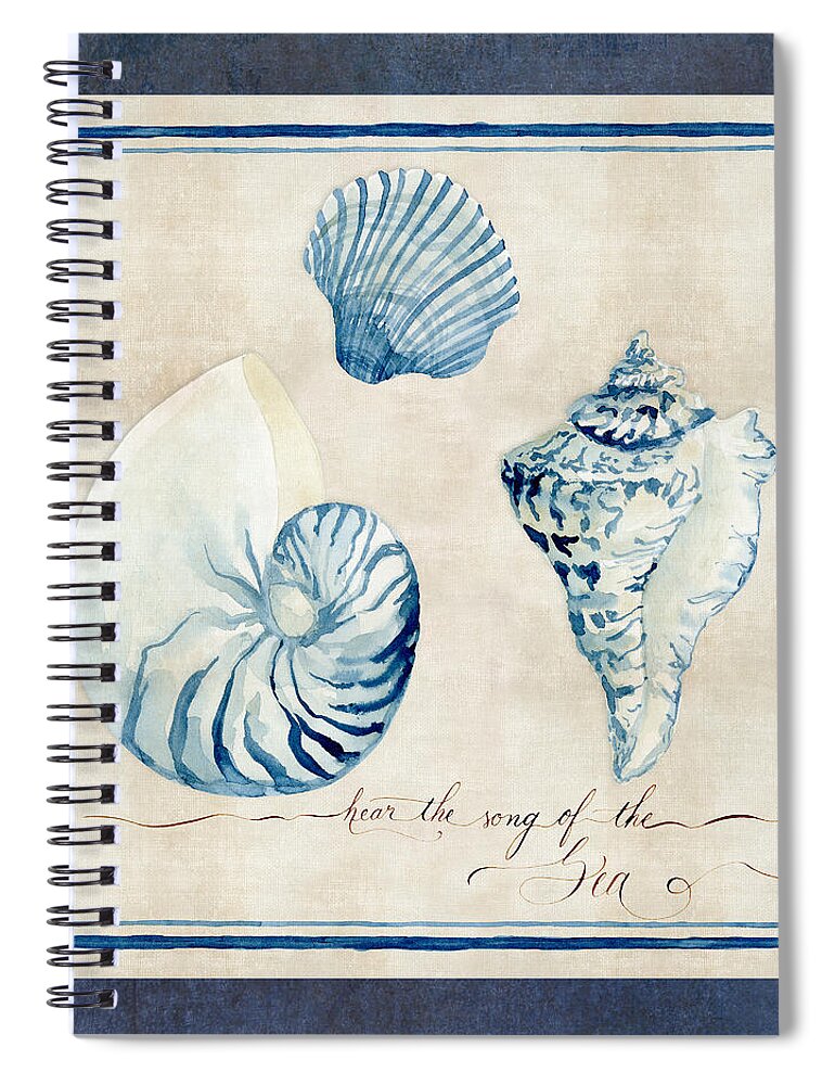 Hear The Song Of The Sea Spiral Notebook featuring the painting Indigo Ocean - Song of the Sea #2 by Audrey Jeanne Roberts
