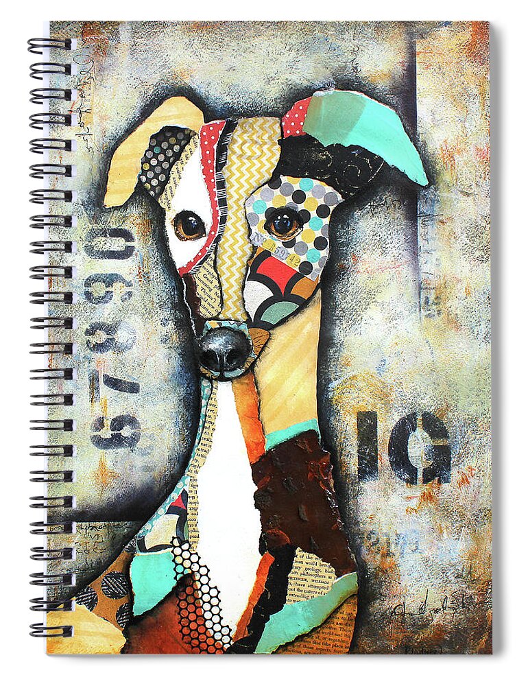 Italian Greyhound Spiral Notebook featuring the mixed media Italian Greyhound #2 by Patricia Lintner