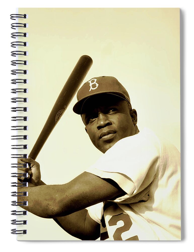 Old Photos Spiral Notebook featuring the photograph Jackie Robinson 1952 by Mountain Dreams