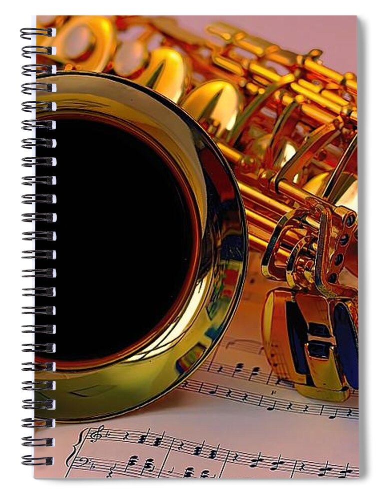 Jazz Saxophone #jazz Art Spiral Notebook featuring the photograph Jazz Saxaphone #1 by Louis Ferreira