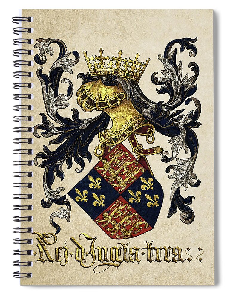 'roll Of Arms� Collection By Serge Averbukh Spiral Notebook featuring the photograph King of England Coat of Arms - Livro do Armeiro-Mor by Serge Averbukh
