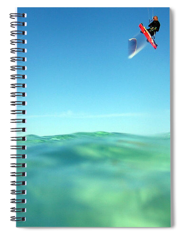 Adventure Spiral Notebook featuring the photograph Kitesurfing #1 by Stelios Kleanthous