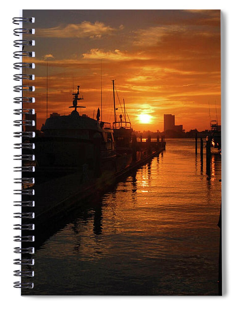 Sunrise Spiral Notebook featuring the photograph 1- Lake Park marina by Joseph Keane