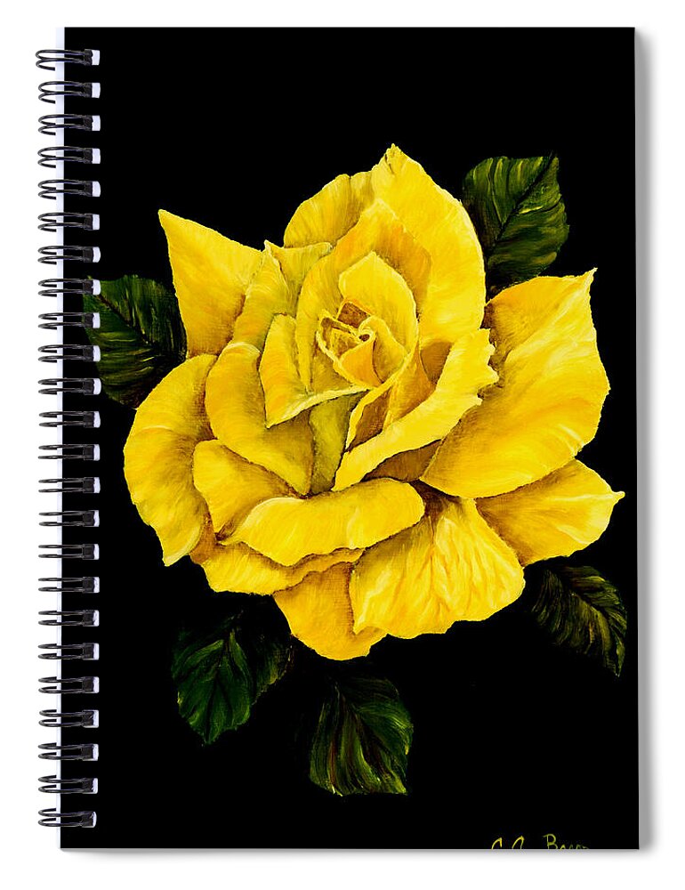 Rose Spiral Notebook featuring the painting Large Yellow Rose by Charlotte Bacon