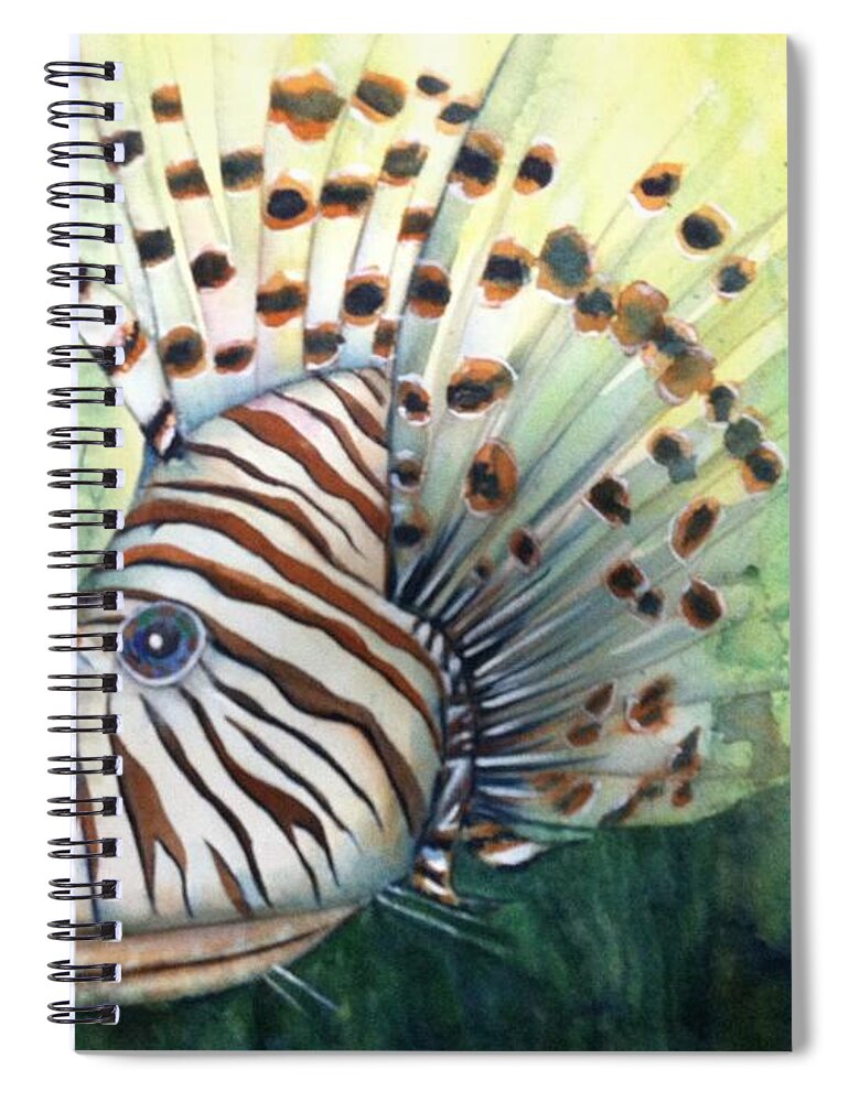 Lionfish Spiral Notebook featuring the painting Lionfish by Midge Pippel