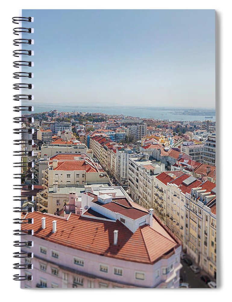 Portugal Spiral Notebook featuring the photograph Lisbon's city panorama #3 by Ariadna De Raadt