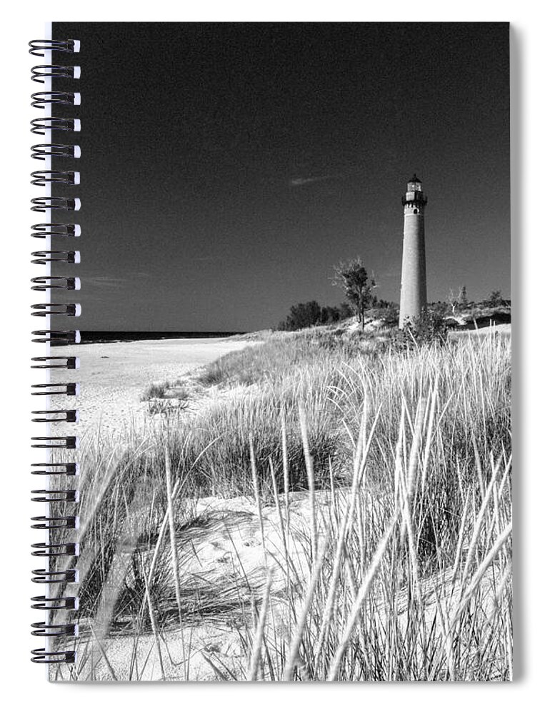 Beach Spiral Notebook featuring the photograph Little Sable Light Station - Film Scan #2 by Larry Carr