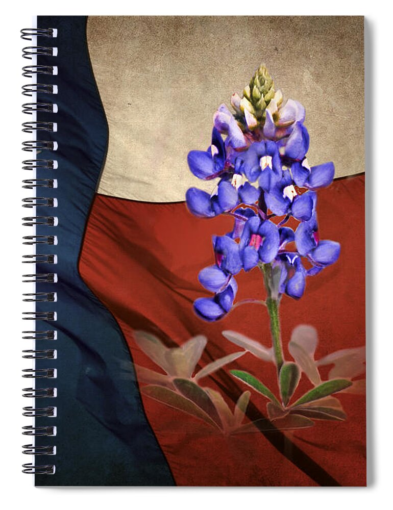 Blue Spiral Notebook featuring the photograph Lone Star Bluebonnet #2 by David and Carol Kelly