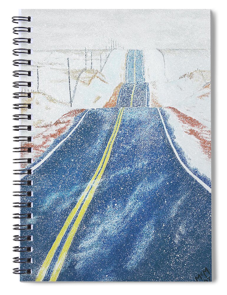 Kansas Spiral Notebook featuring the pastel Lonesome Highway #2 by Garry McMichael