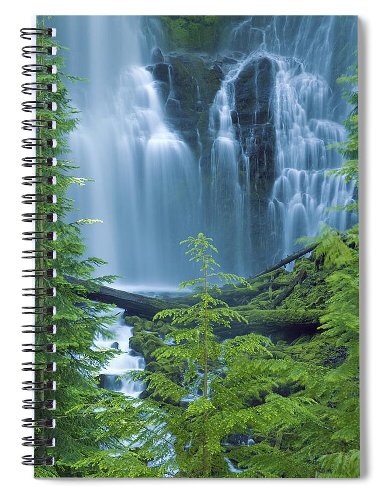 Amazing Spiral Notebook featuring the photograph Lower Proxy Falls #1 by Greg Vaughn - Printscapes