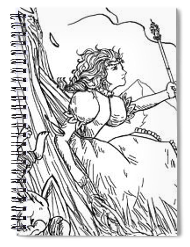 Buffalo Bill And The Pony Express Spiral Notebook featuring the drawing Lucinda Panorama #2 by Reynold Jay
