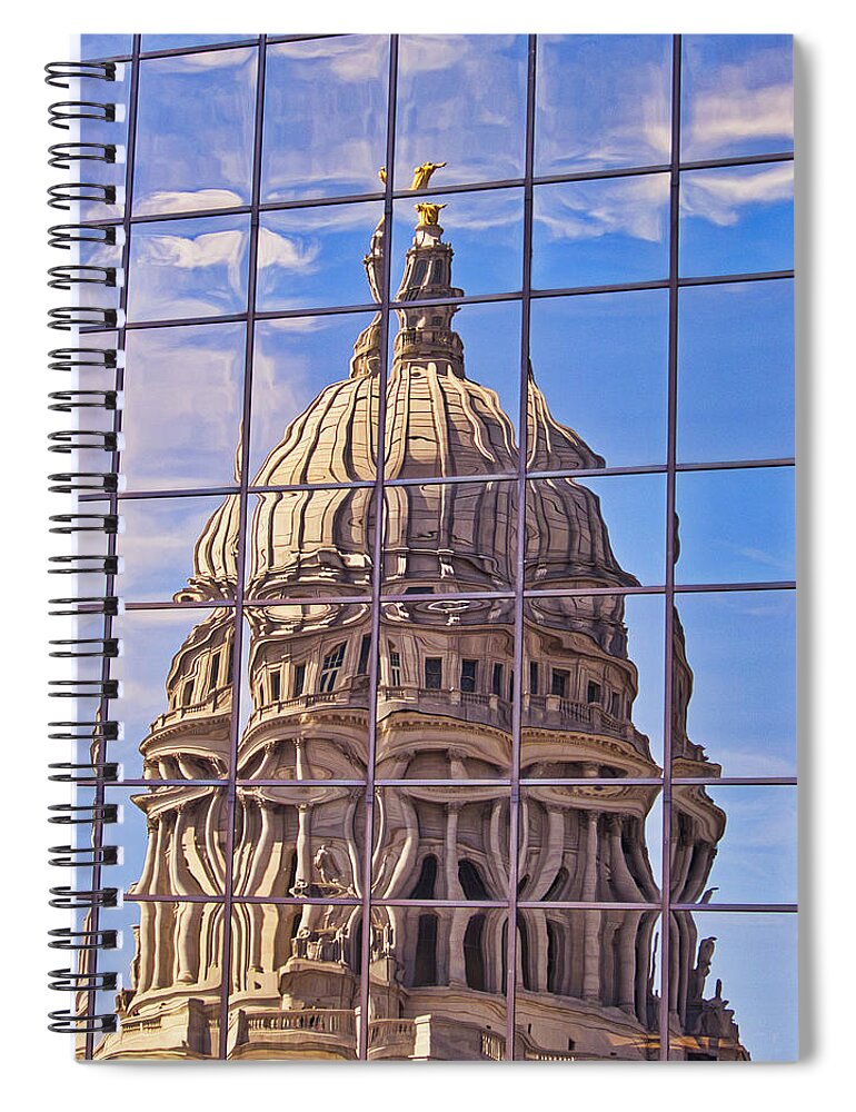 Madison Spiral Notebook featuring the photograph Madison Capitol Reflection #1 by Steven Ralser