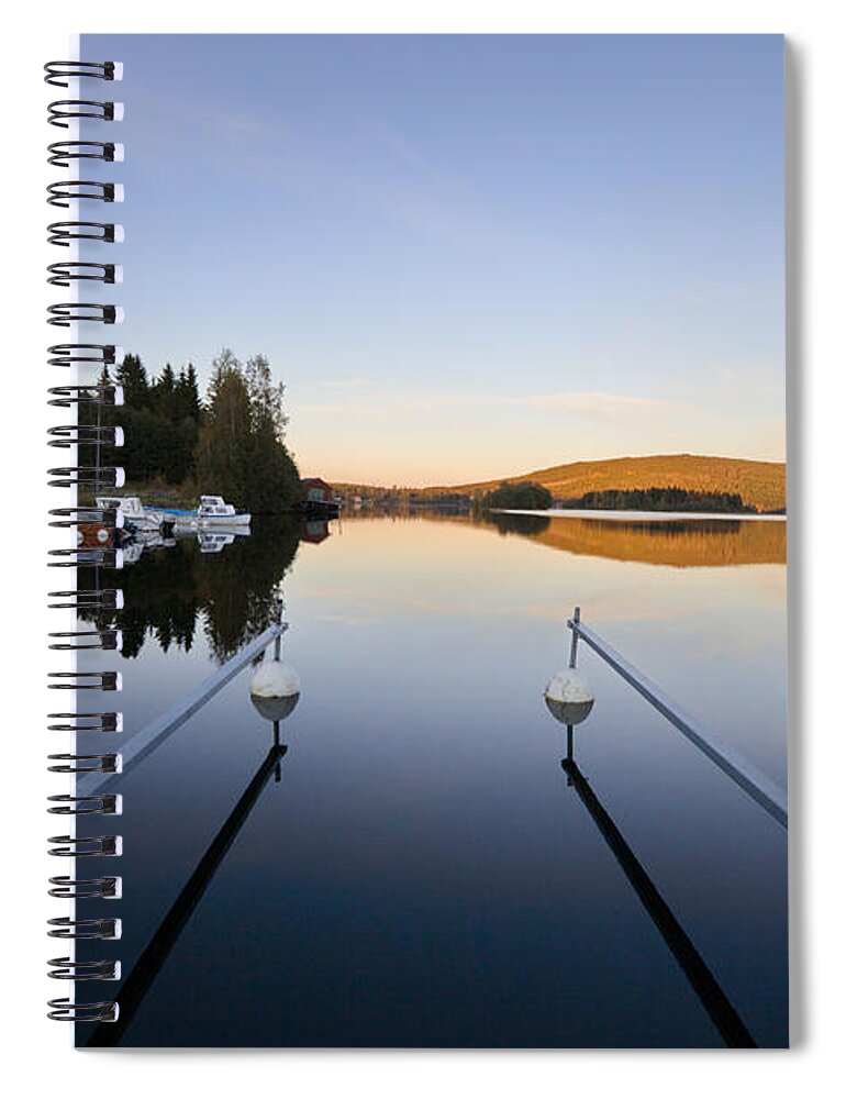 Ship Spiral Notebook featuring the photograph Marina at sunset #1 by Ulrich Kunst And Bettina Scheidulin