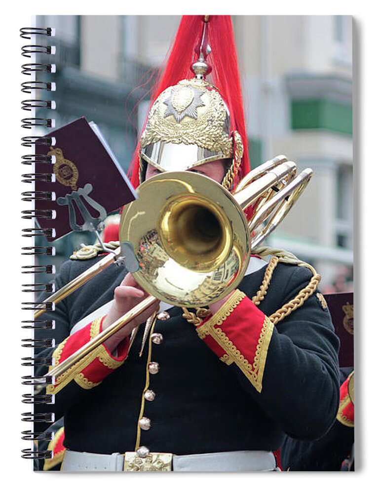 Military Parade Dorking Surrey Uk Band British Uniform Army Marching Spiral Notebook featuring the photograph Military Marching Band Dorking Surrey UK #1 by Julia Gavin