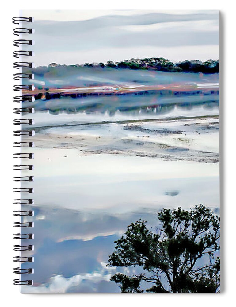 Misty Spiral Notebook featuring the photograph Misty Morning on Spring Lake #1 by Gina O'Brien