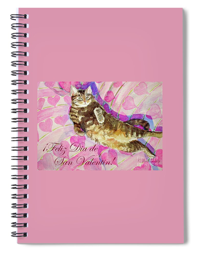 Cat Spiral Notebook featuring the painting Mocha San Valentin 2 by Joan Coffey