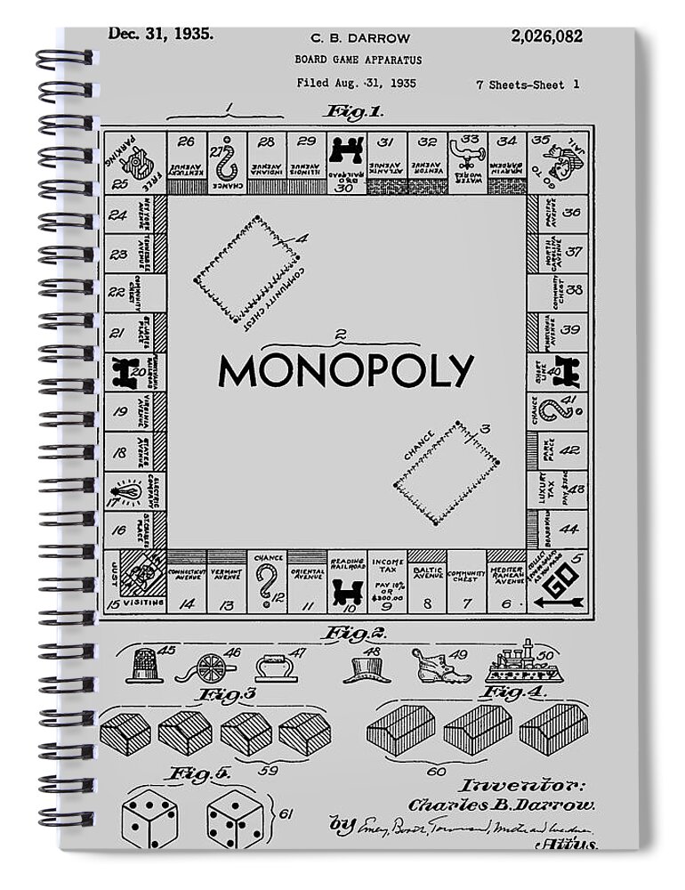 Monopoly Spiral Notebook featuring the photograph Monopoly Patent 1935 #2 by Chris Smith