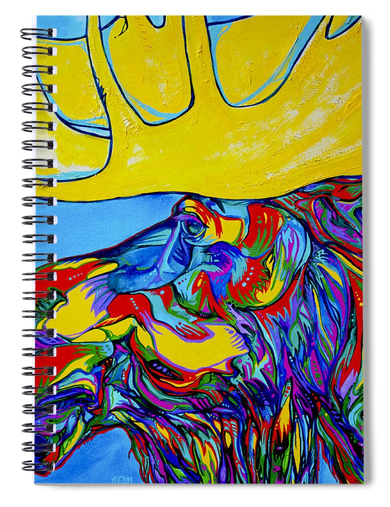 #moose Spiral Notebook featuring the painting Mega Moose by Derrick Higgins