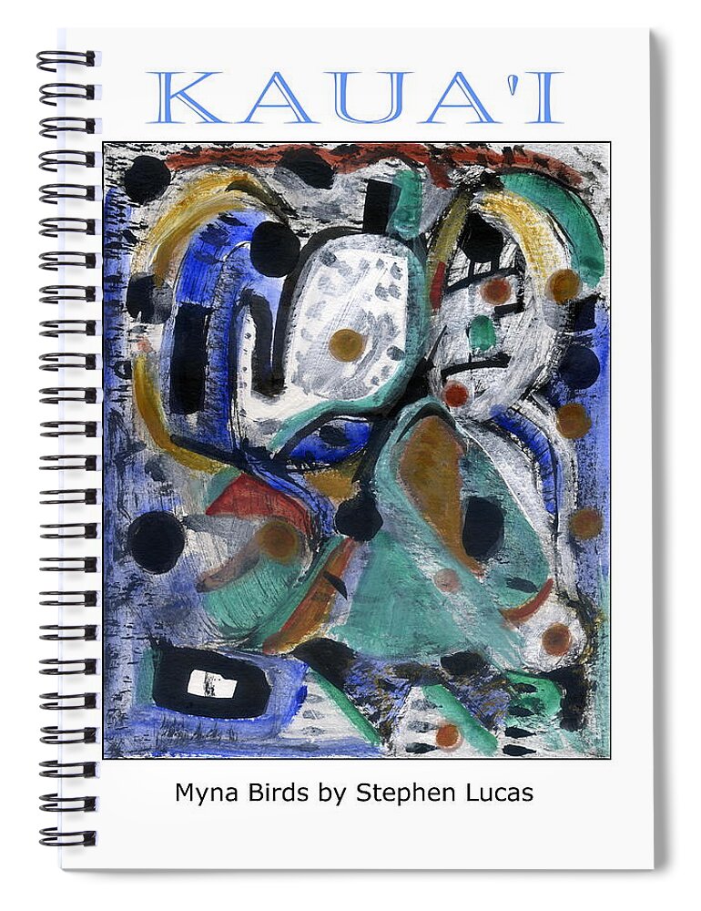 Island Art Spiral Notebook featuring the painting Myna Birds Island Poster by Stephen Lucas