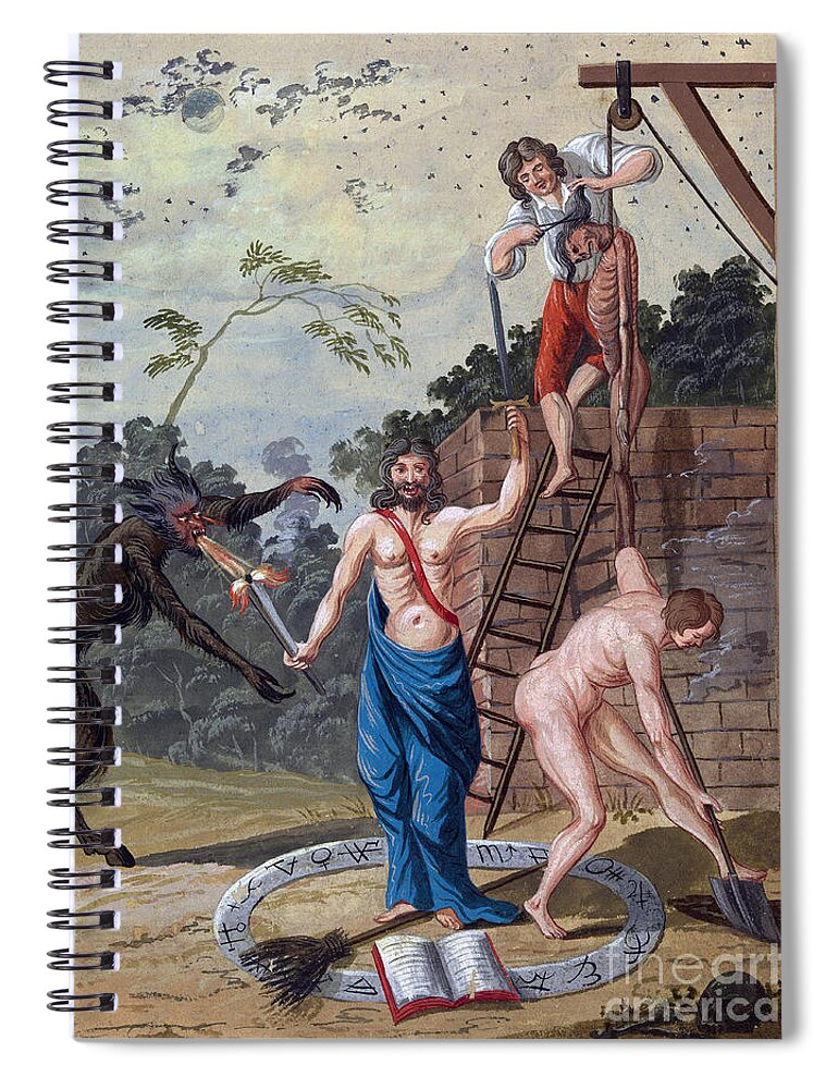 History Spiral Notebook featuring the photograph Necromancy, 18th Century #1 by Wellcome Images