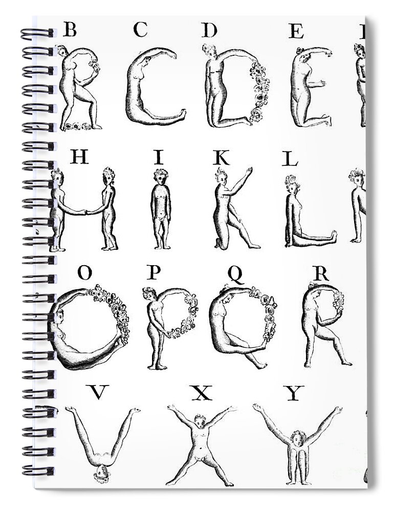 Erotica Spiral Notebook featuring the photograph Nude Alphabet With No U, 1789 #2 by Science Source