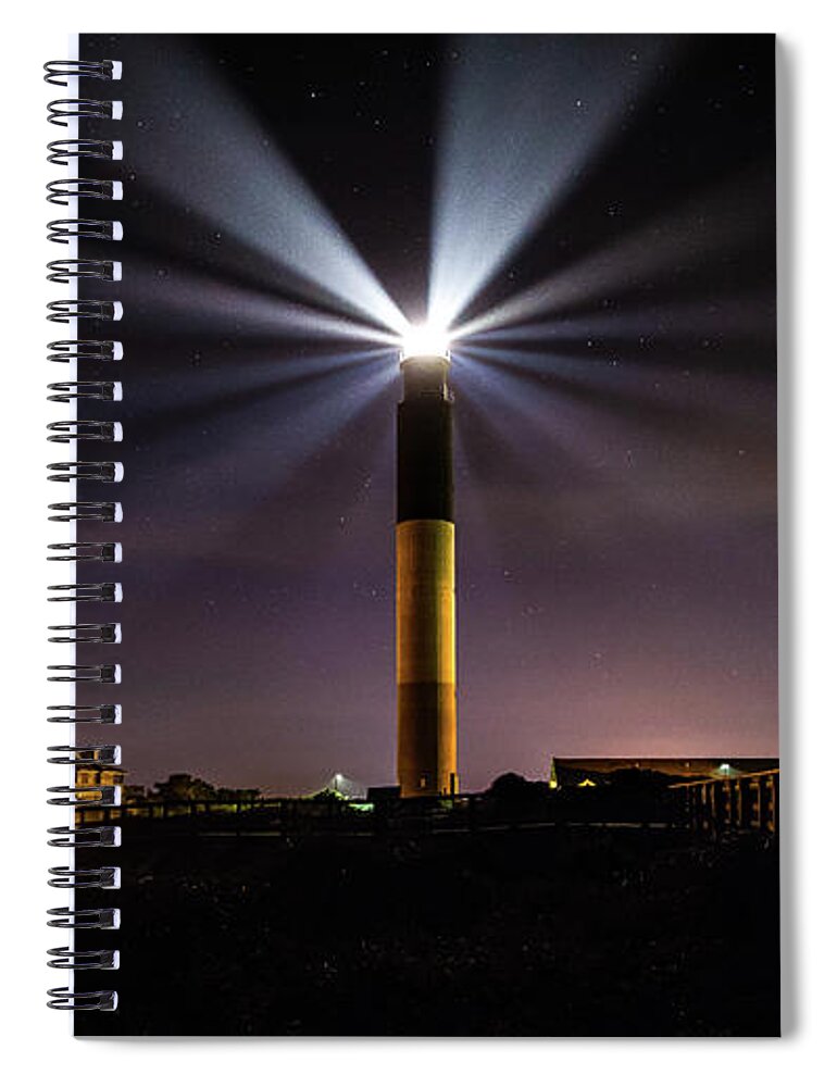 Oak Island Spiral Notebook featuring the photograph Oak Island Lighthouse by Nick Noble