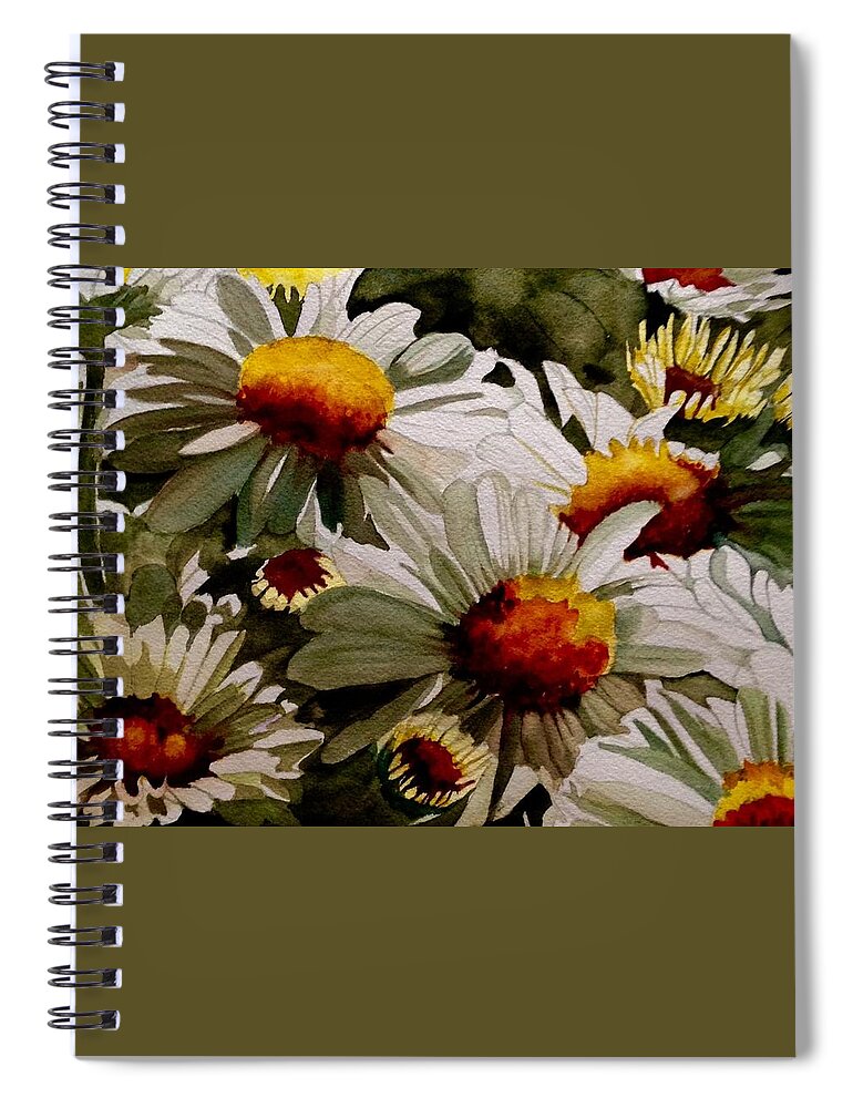 Daisies Spiral Notebook featuring the painting October #2 by Nicole Curreri