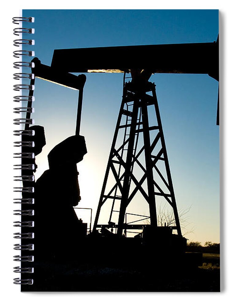 Crude Oil Spiral Notebook featuring the photograph Oil Rig Silhouette #1 by Anthony Totah