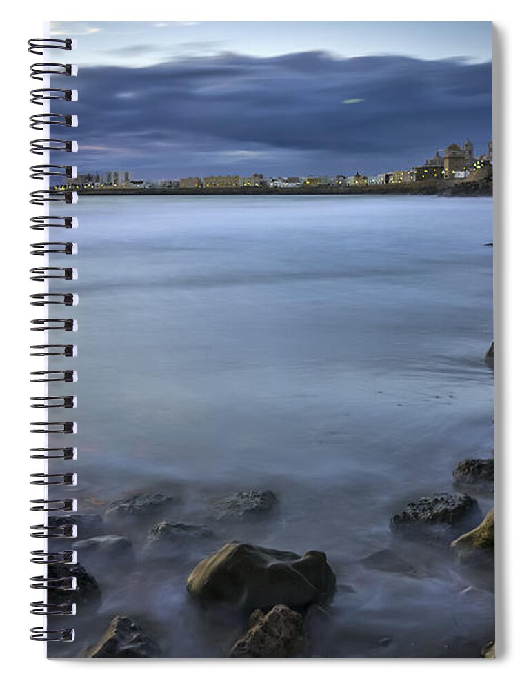 Andalucia Spiral Notebook featuring the photograph Old Town Cadiz From Santa Maria Beach Spain #1 by Pablo Avanzini