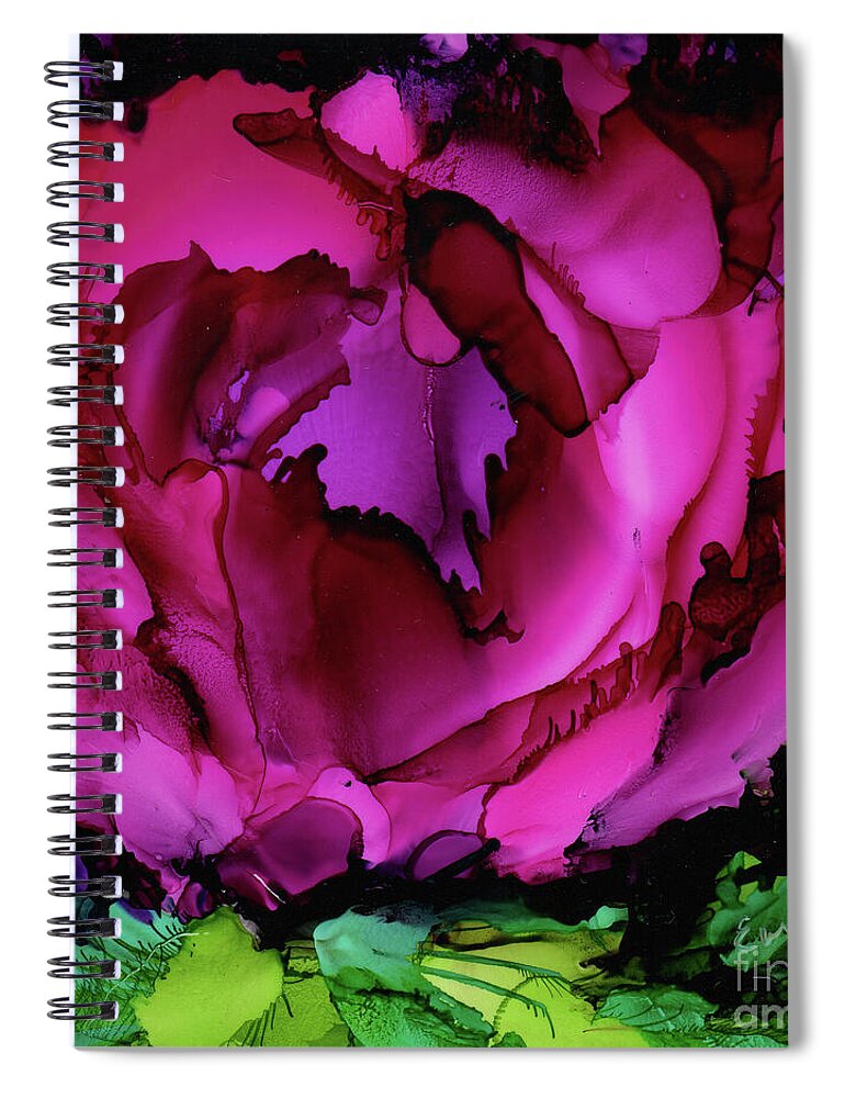 Rose Spiral Notebook featuring the painting One Rose #1 by Eunice Warfel