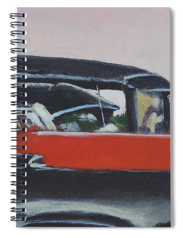 Car Art Spiral Notebook featuring the painting Black and Orange by Bill Tomsa