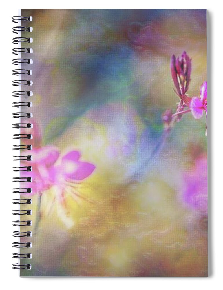 Flower Spiral Notebook featuring the painting Out of the Mist #1 by Ches Black