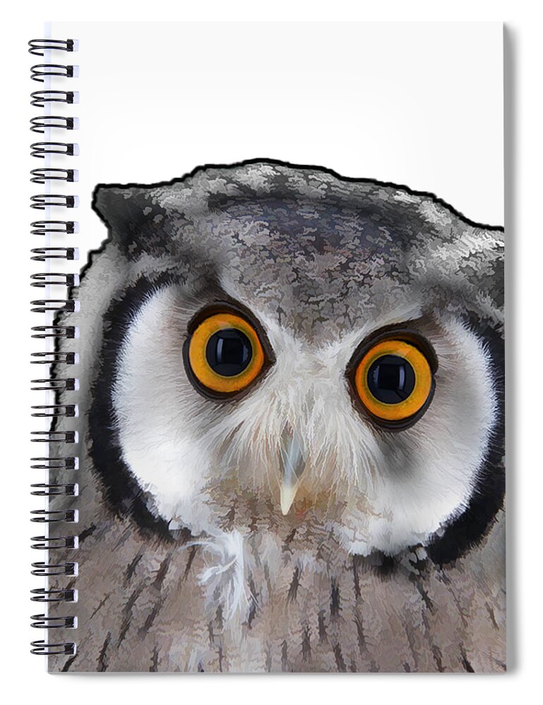 Owl Spiral Notebook featuring the digital art OWL #1 by Roger Lighterness