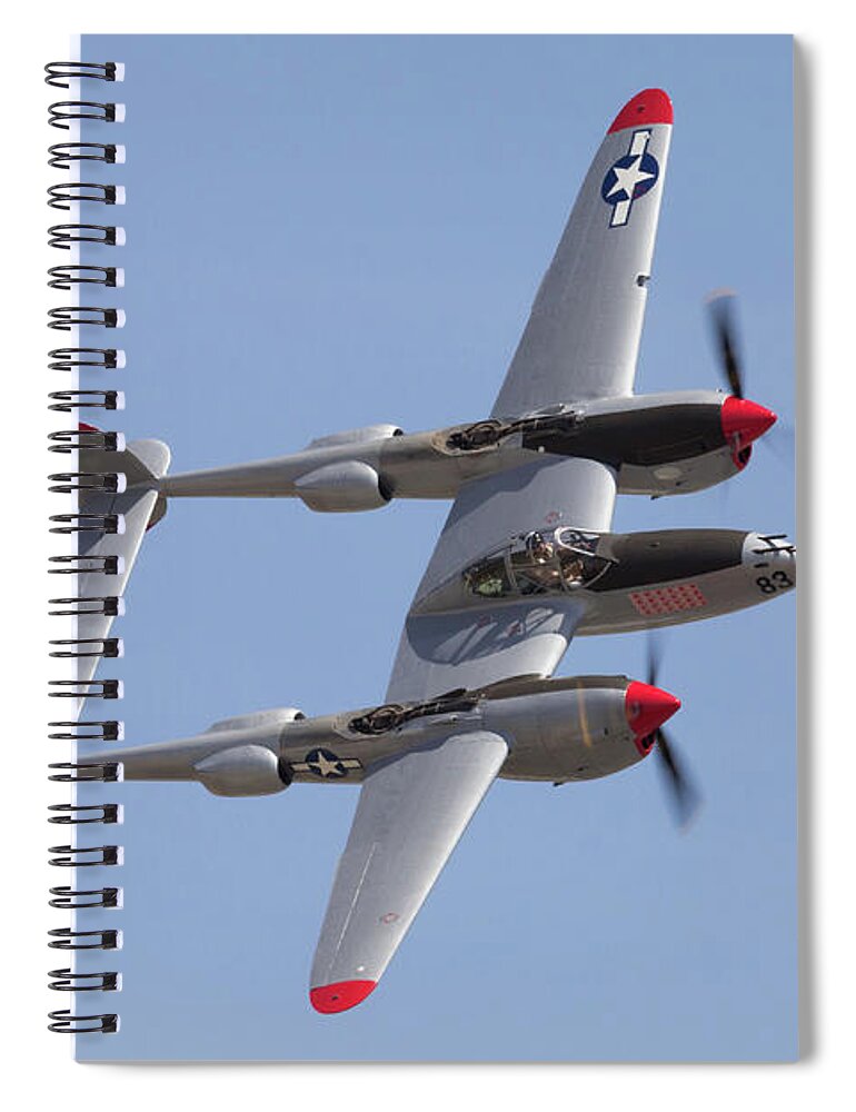 P-38 Spiral Notebook featuring the photograph P-38 Lightning #1 by John Daly