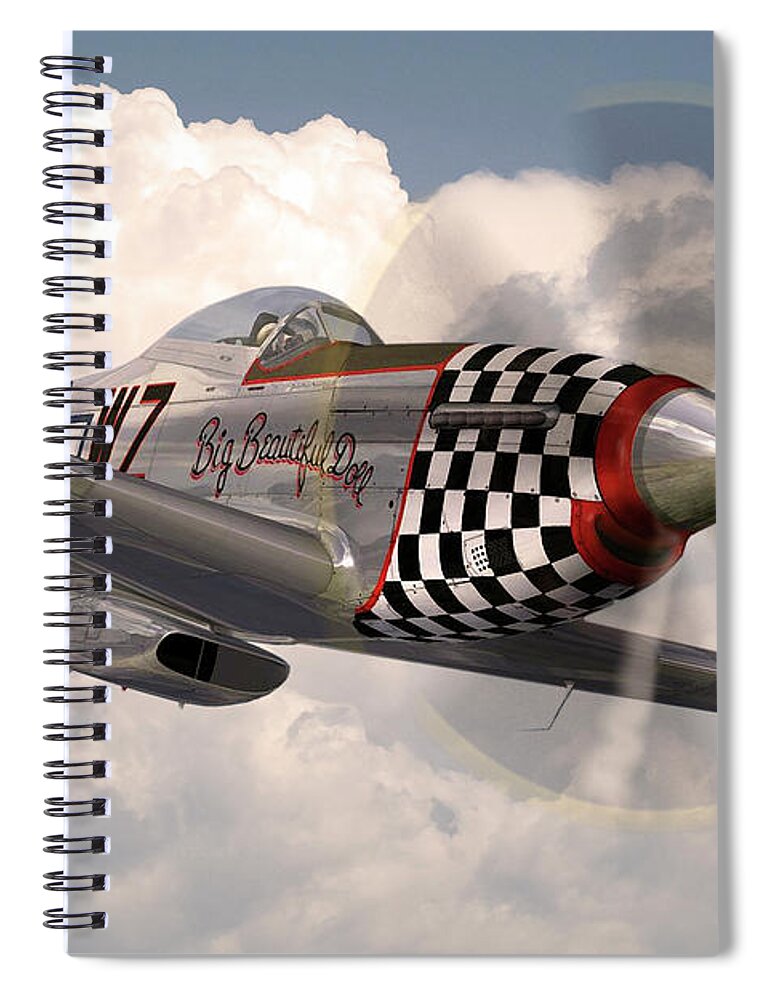 P-51 Mustang Spiral Notebook featuring the digital art P-51 Mustang Big Beautiful Doll by Airpower Art