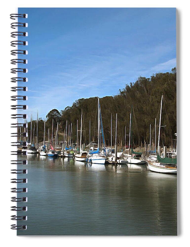 Marina Spiral Notebook featuring the photograph Painting Bay Side Harbor #1 by Barbara Snyder