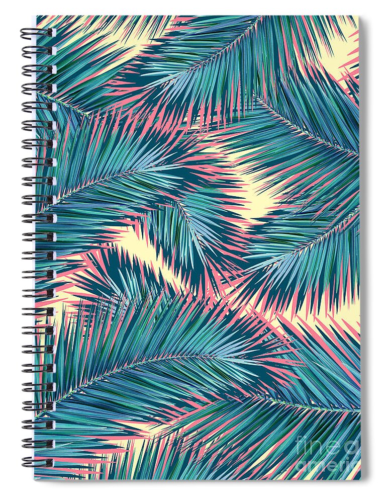 Tropical Leaves. Nature Design Spiral Notebook featuring the digital art Exotic Summer tropical plant by Mark Ashkenazi