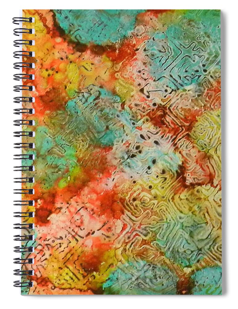 Red Spiral Notebook featuring the painting Paprika Drift Ink #18 by Sarajane Helm