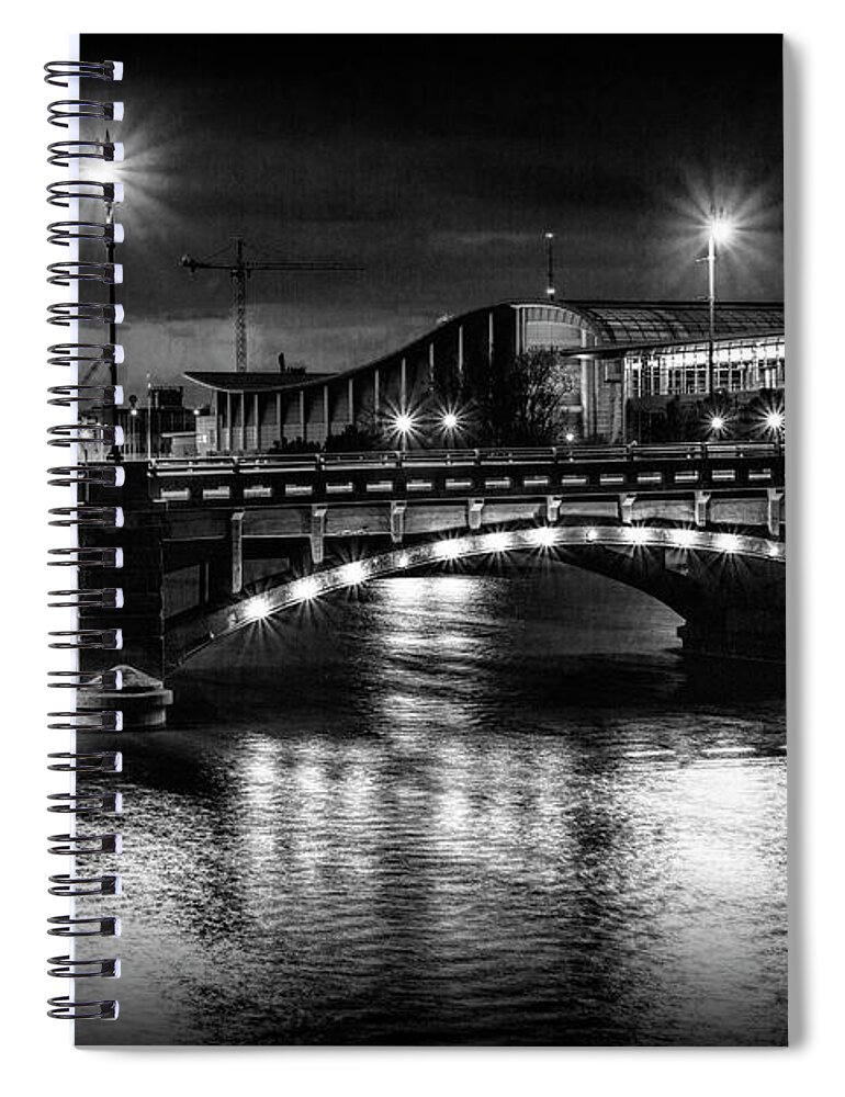 Bridge Spiral Notebook featuring the photograph Pearl Street Bridge at Night #1 by Randall Nyhof
