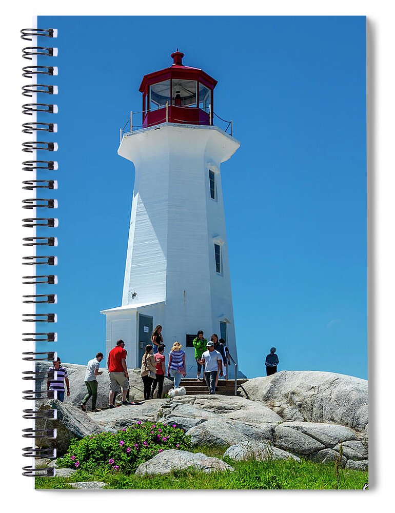 Peggy's Cove Spiral Notebook featuring the digital art Peggy's Cove Lighthouse #1 by Ken Morris